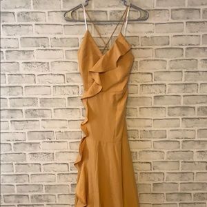 Mustard floor length formal dress